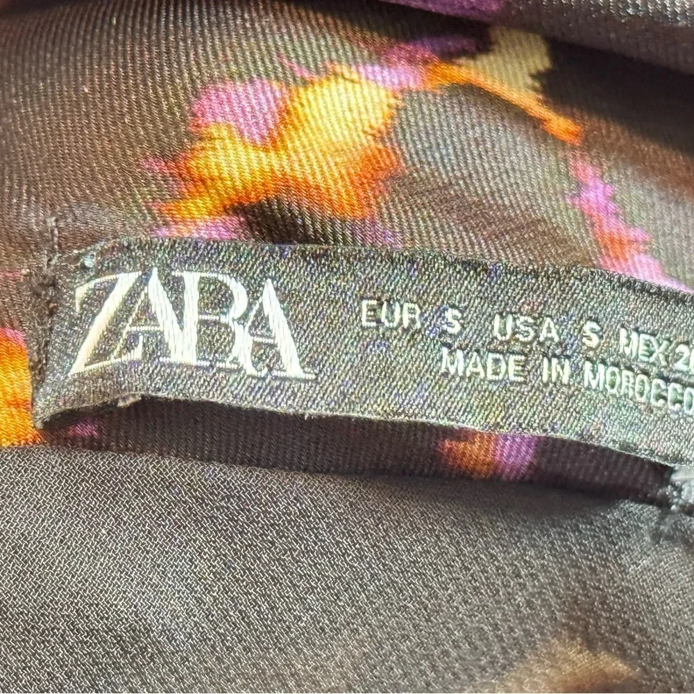 Zara Satin Effect Leopard Purple Slip Spaghetti Strap Midi Dress | Size S